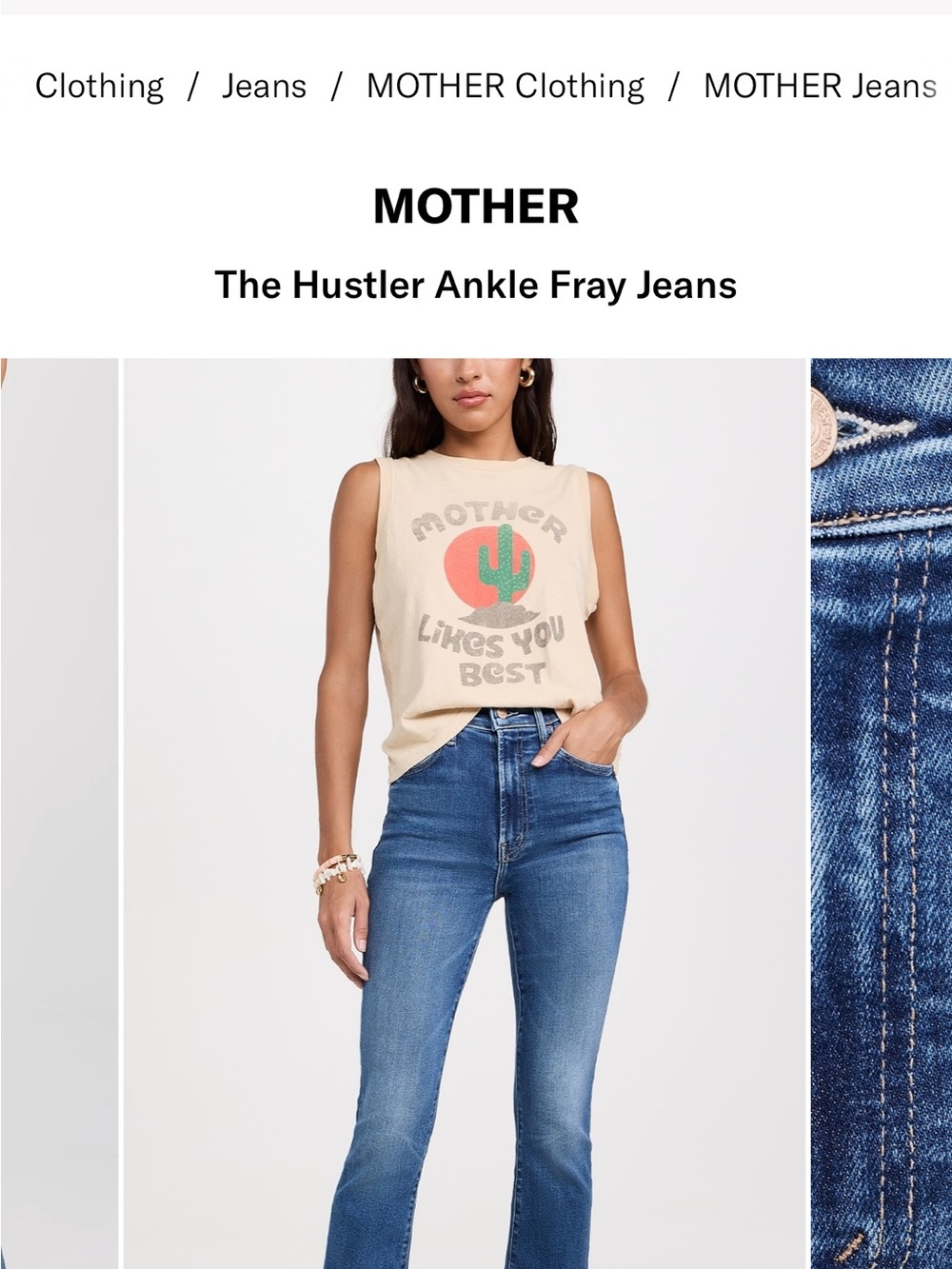 MOTHER Hustler Ankle Fray Jeans - Medium Blue